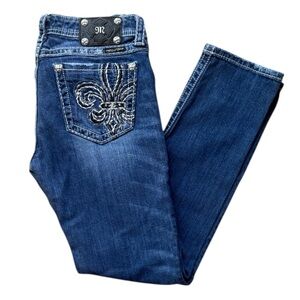 Miss Me Blue Skinny Jeans with Silver Accents